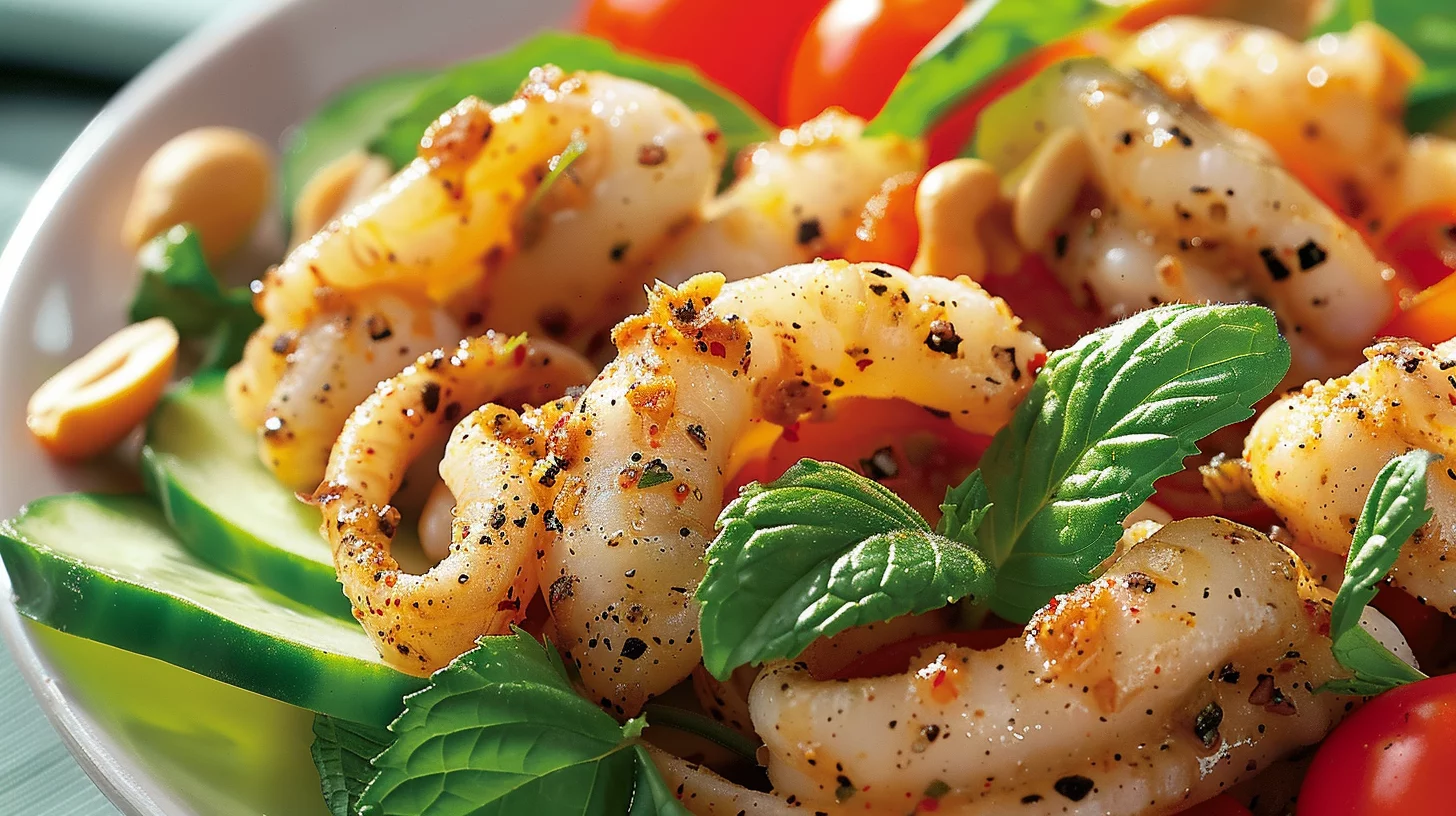 Salt and Pepper Squid With Cucumber Salad