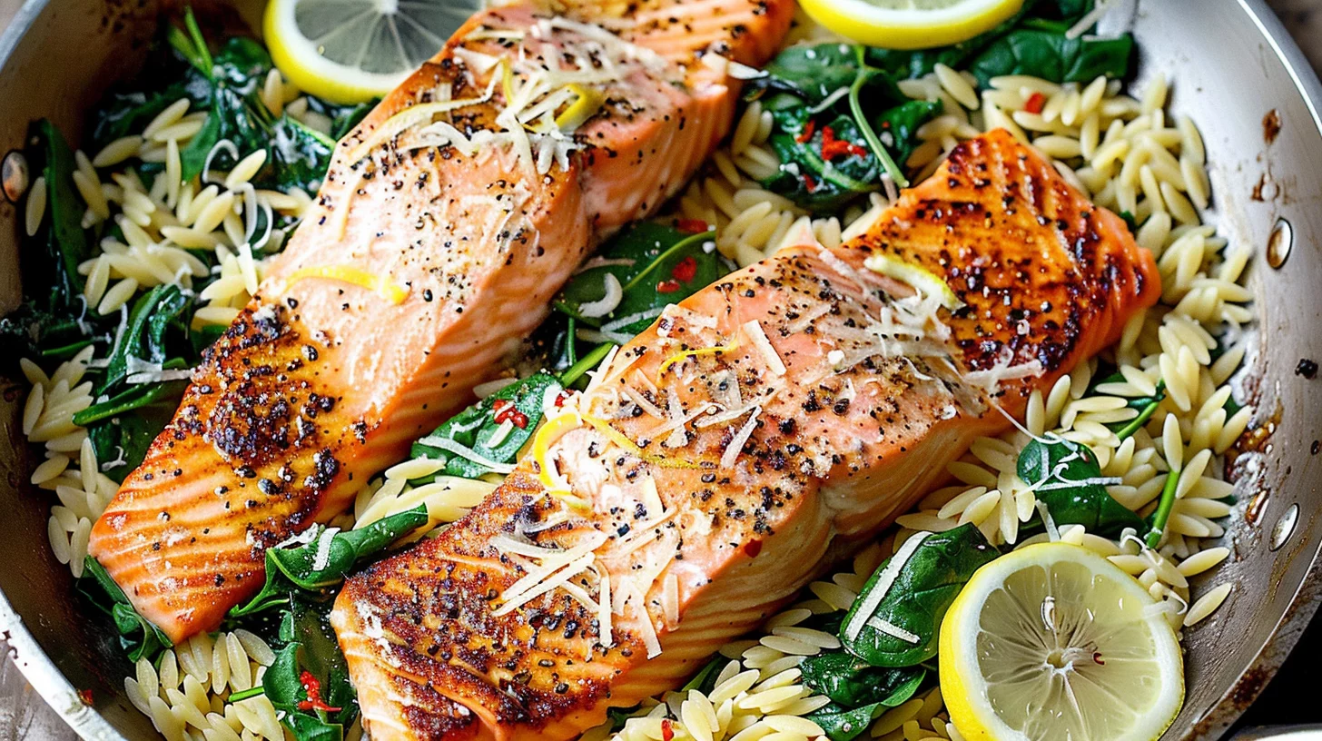 Seared Salmon With Lemon and Orzo
