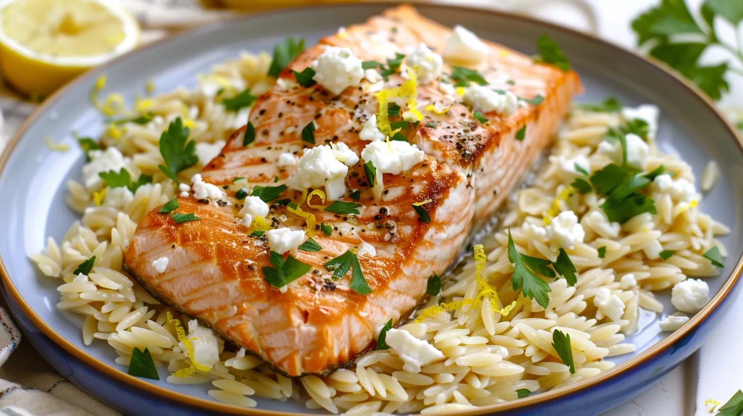 Seared Salmon With Lemon Orzo