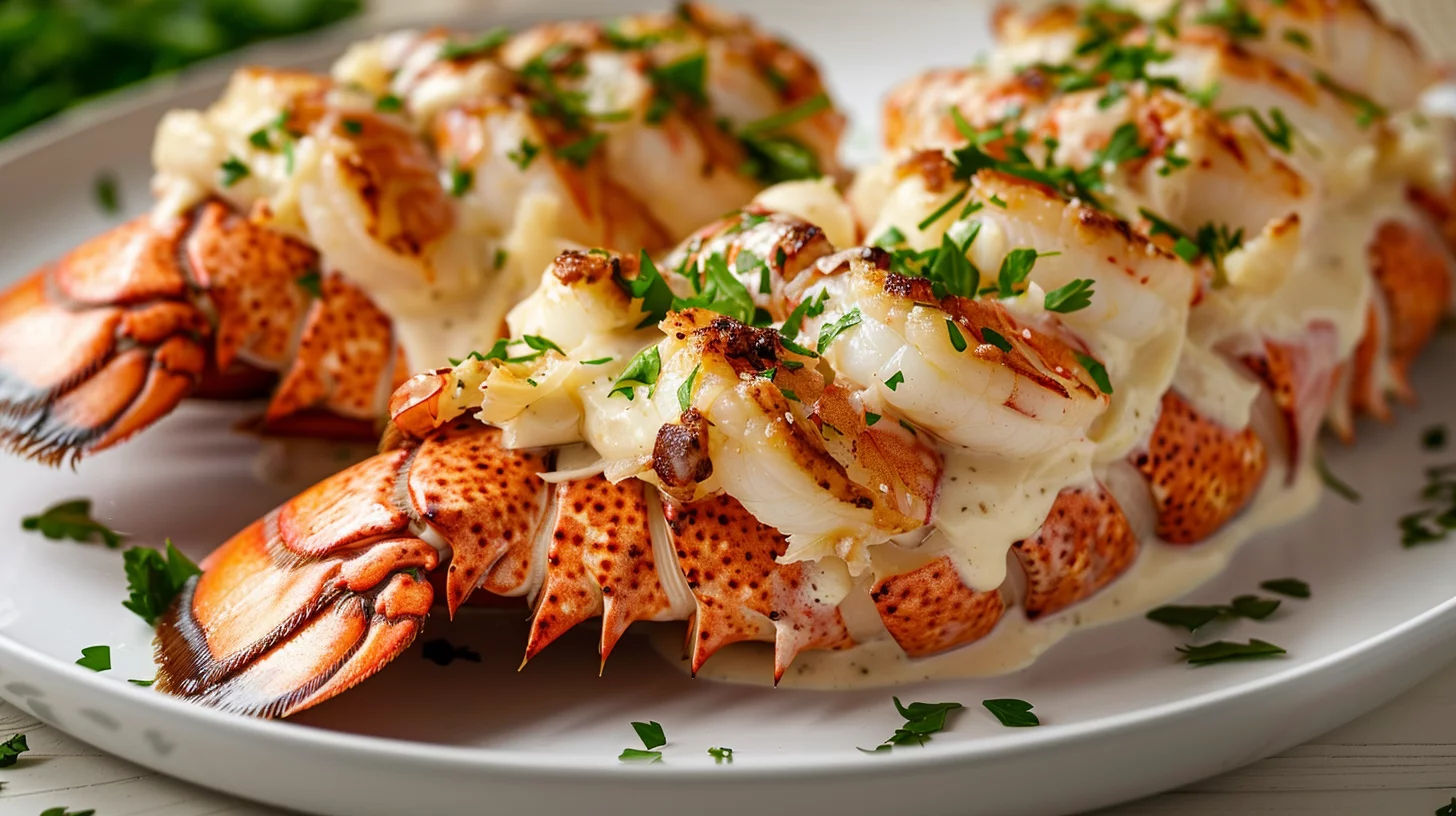 Shrimp Alfredo Stuffed Lobster Tails