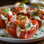Shrimp and Andouille Sausage Stuffed Bell Peppers With Cheese