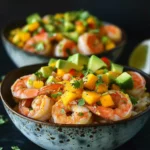 Shrimp and Avocado Bowls With Mango Salsa and Lime-chili Sauce