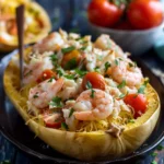 Shrimp and Crab Primavera Pasta Stuffed Squash