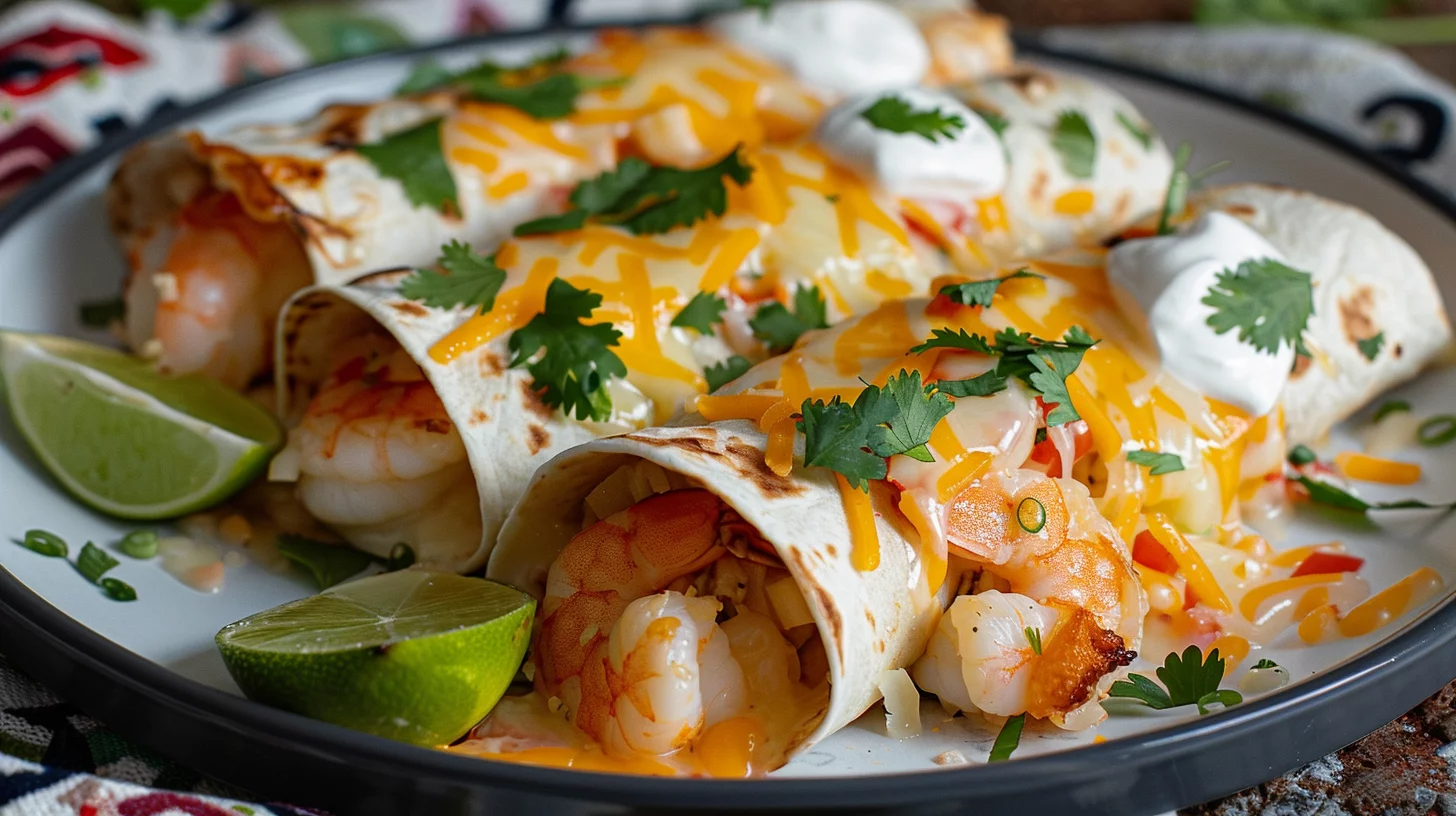Shrimp and Crab Stuffed Fajita Wraps Baked