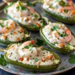 Shrimp Stuffed Jalapeño Garlic Poppers With Alfredo Drizzle