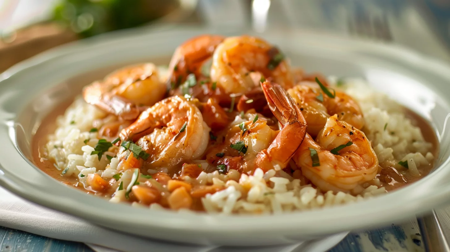Shrimp Étouffée Over Creamy Rice