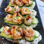Spicy Shrimp Cucumber Sushi Boats