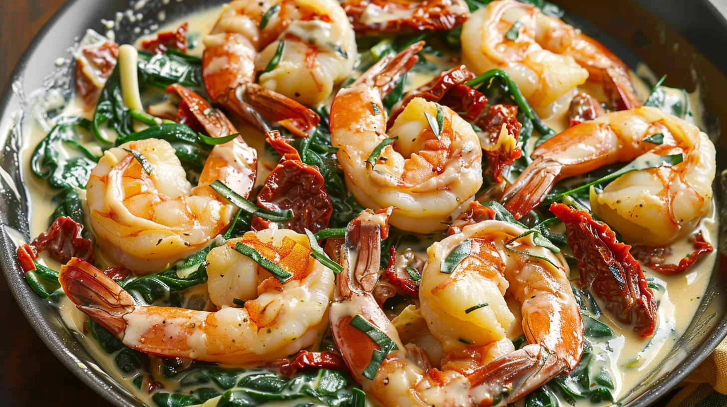 Tuscan Shrimp With Spinach Artichoke Sun Dried Tomatoes