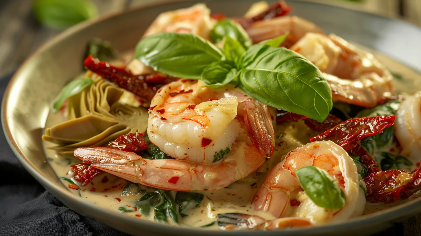 Tuscan Shrimp With Spinach Artichokes Sun-dried Tomatoes