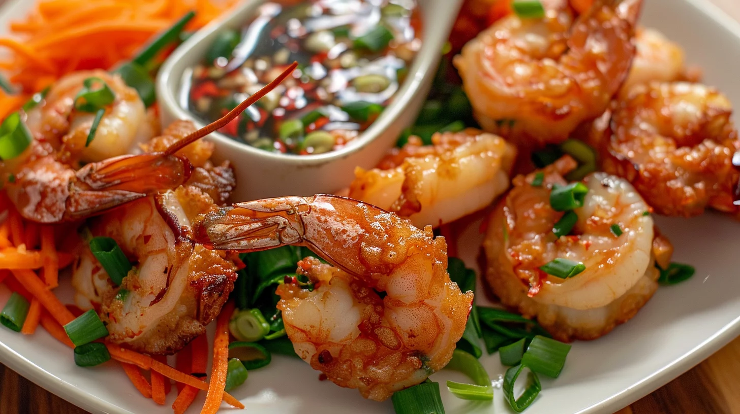 Vietnamese Style Shrimp Fritters With Nuoc Cham Dipping Sauce