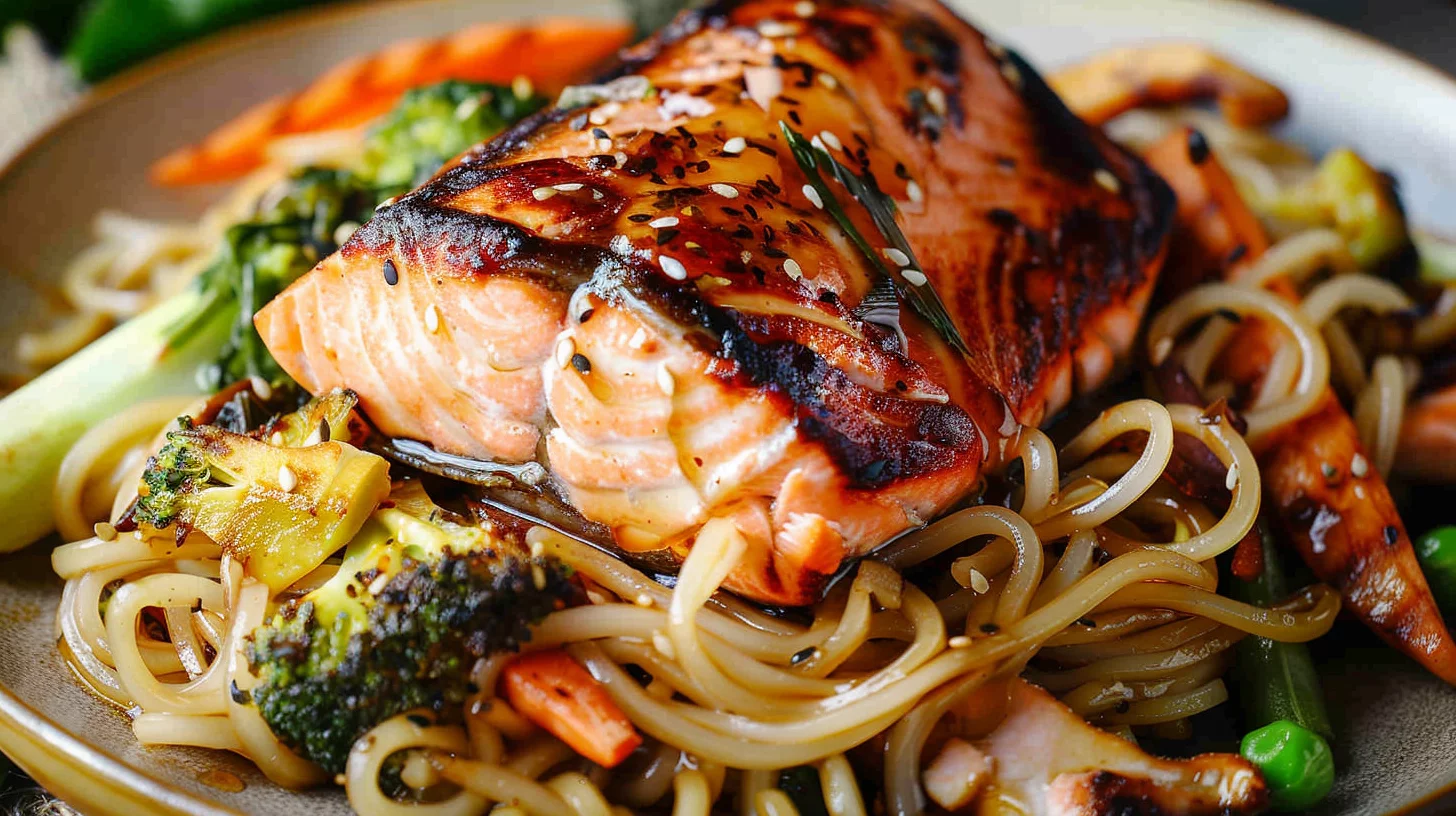 Asian Salmon and Noodles