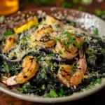 Black Pasta With Shrimp And Charred Lemon