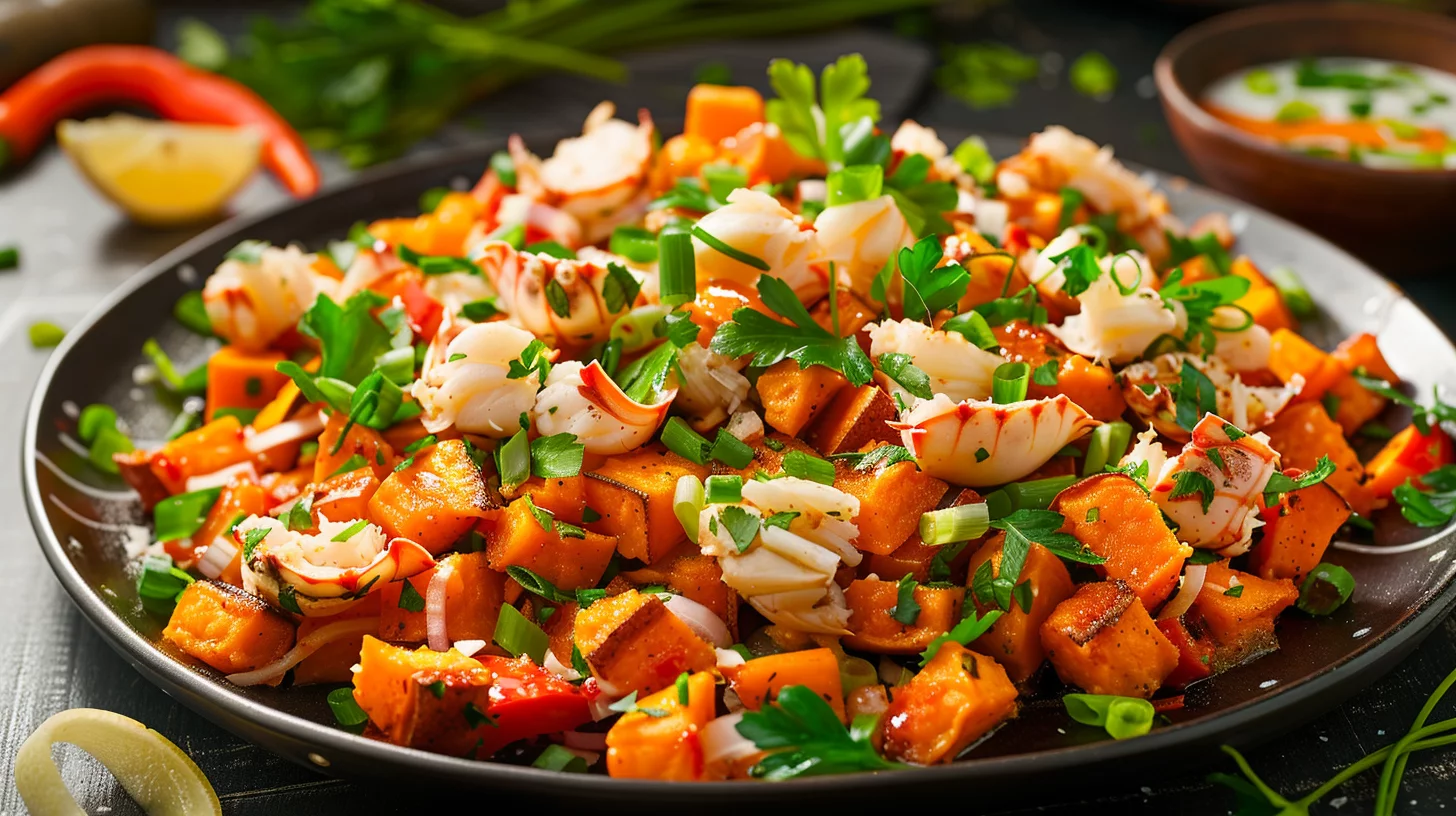 Cajun Crab Sweet Potato Hash