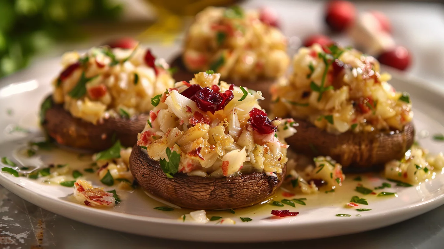 Cranberry Crab Stuffed Mushrooms