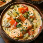 Creamy Garlic Butter Salmon Chowder