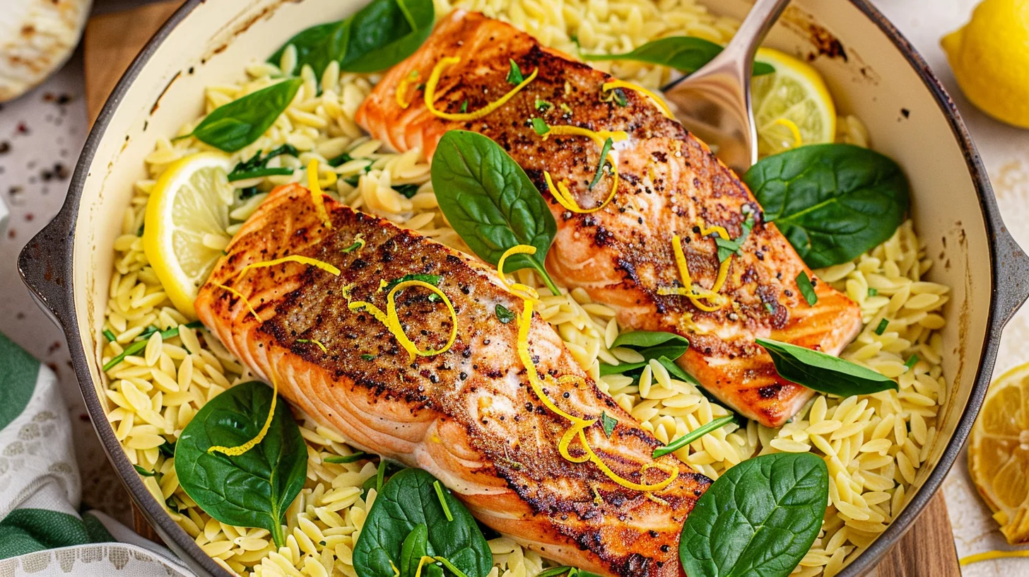 Creamy Lemon Salmon Orzo