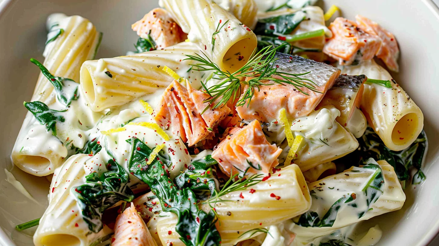 Creamy Salmon Spinach Pasta Recipe