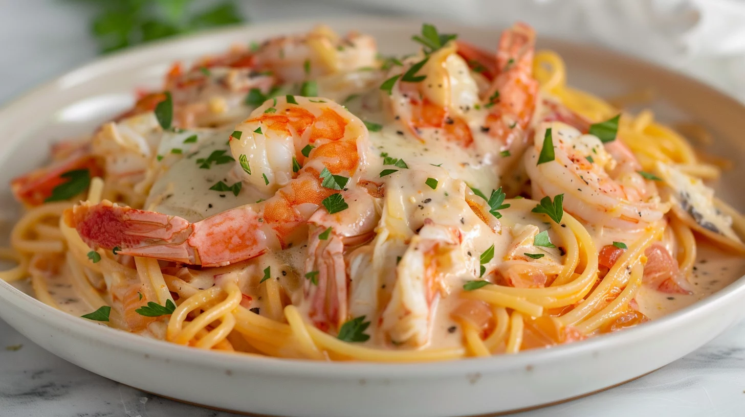 Creamy Seafood Tetrazzini Bake