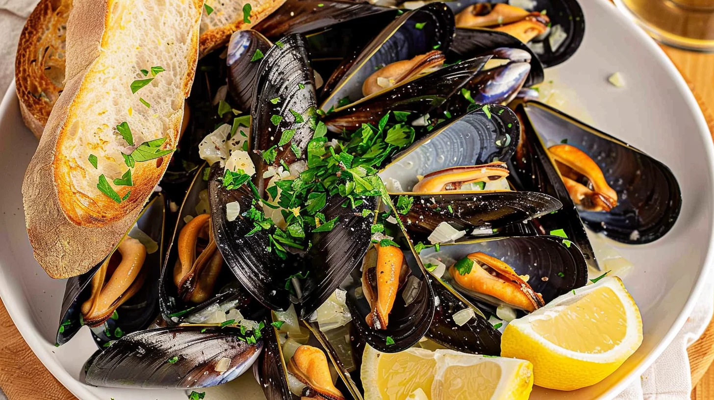 Garlic Butter Mussels With White Wine