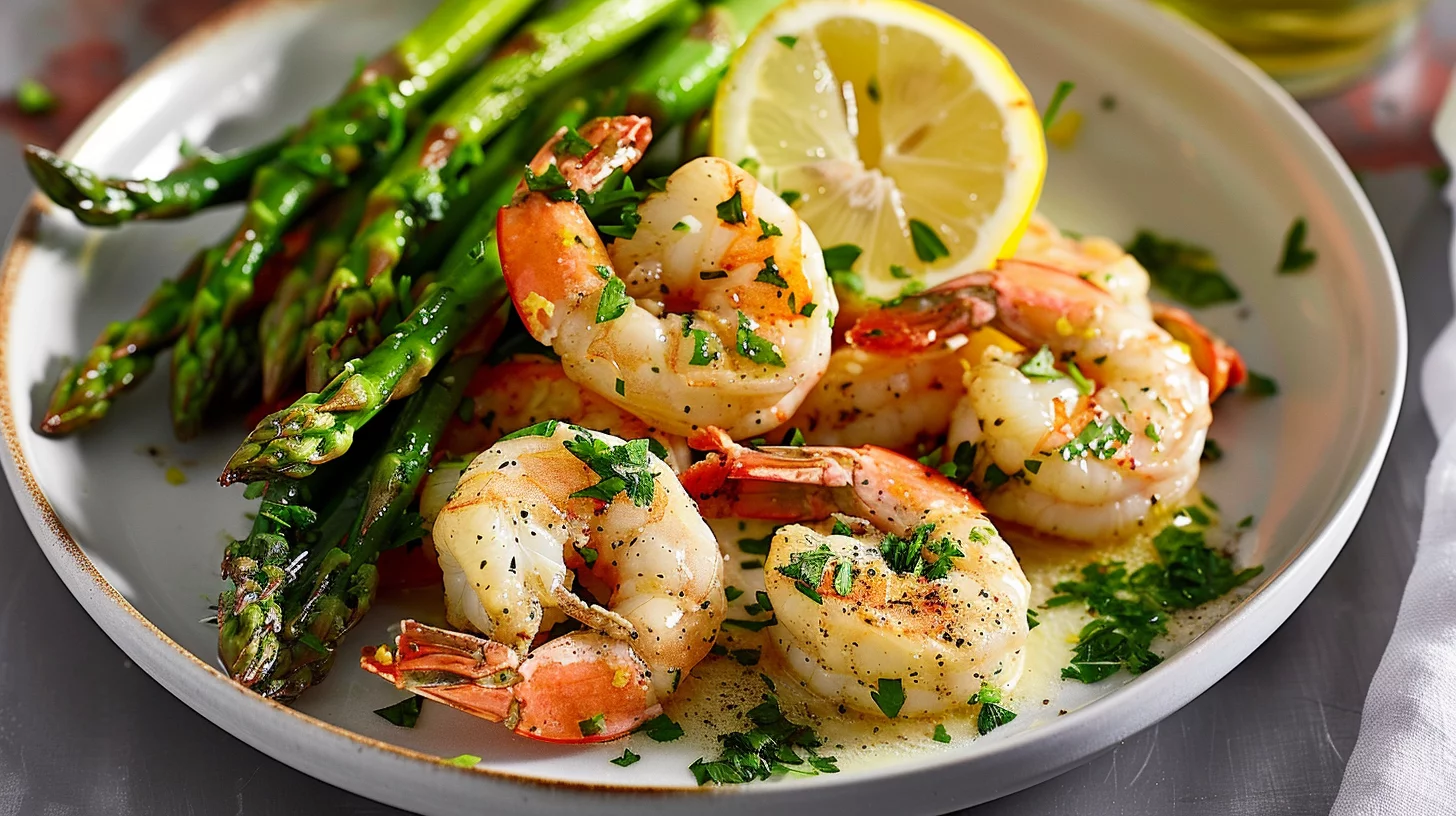 Garlic Butter Shrimp With Asparagus