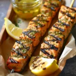Garlic Herb Grilled Salmon Skewers
