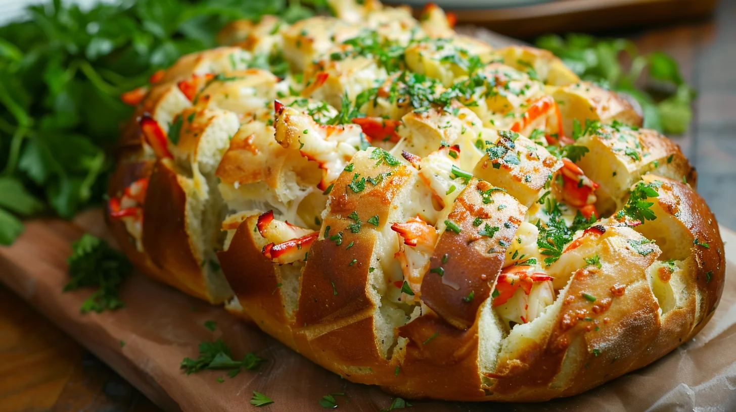 Garlic Parmesan Crab Pull Apart Bread