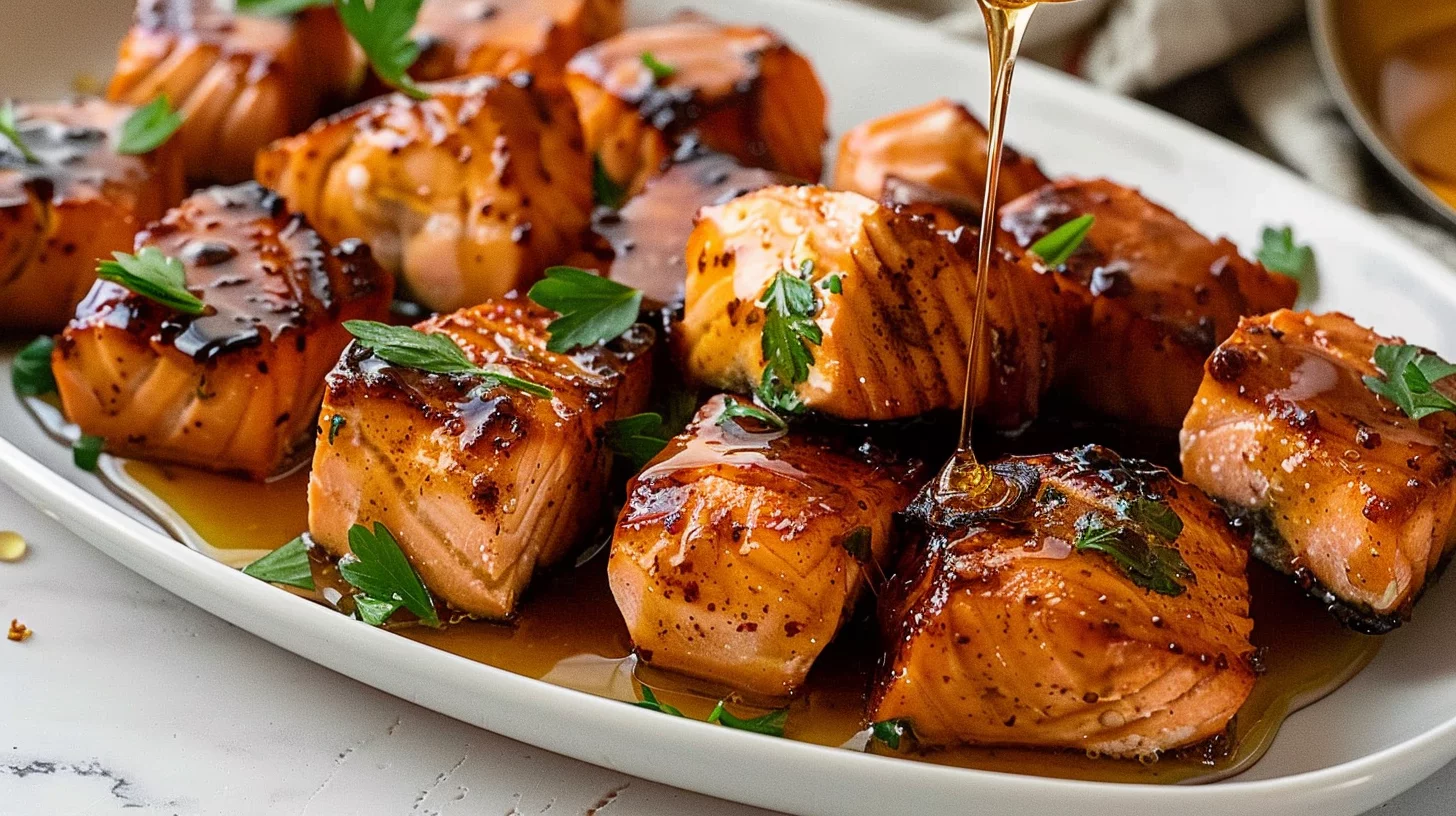 Hot Honey Salmon Bites