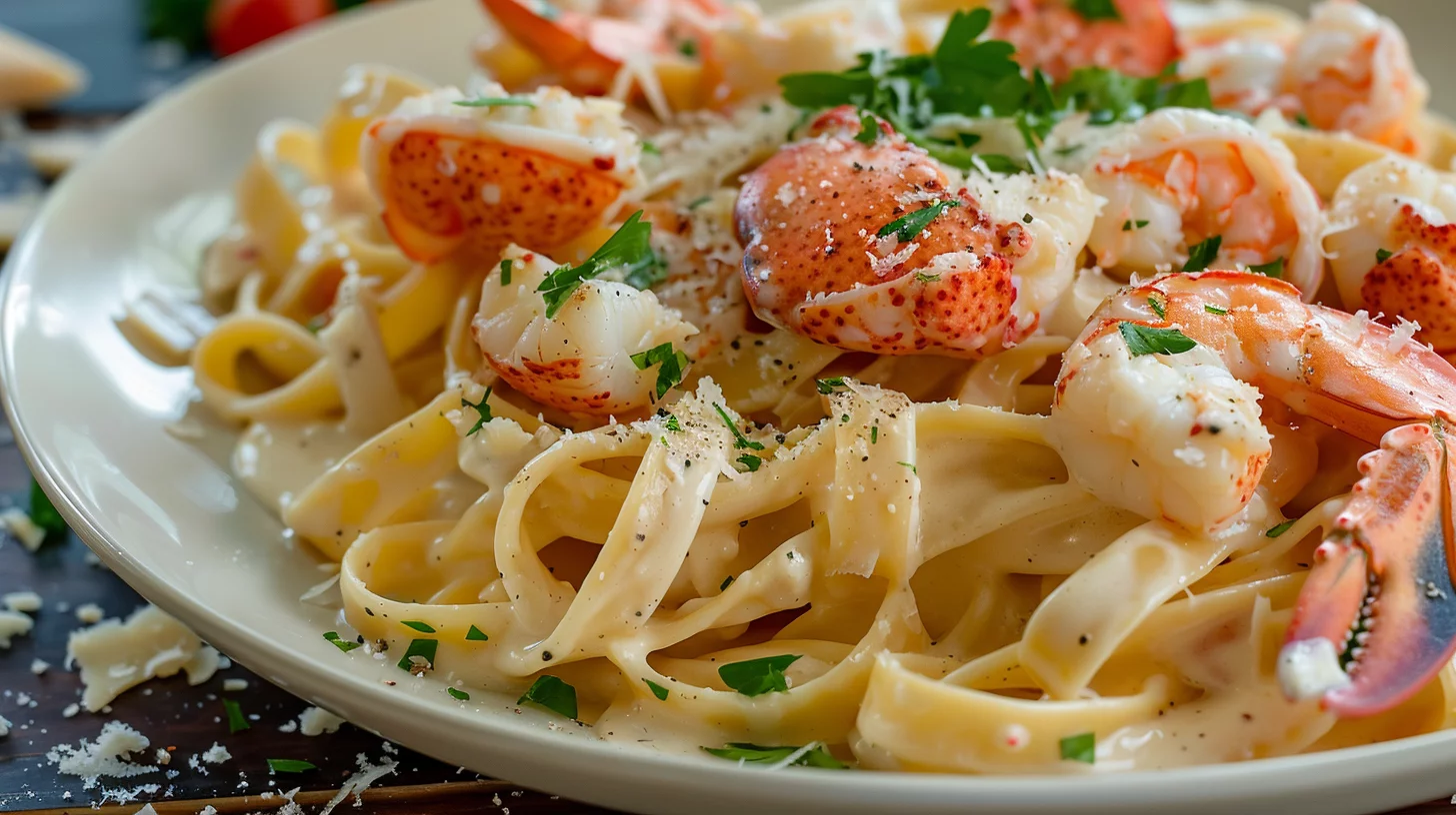 Lobster and Shrimp Fettuccine Alfredo Recipe