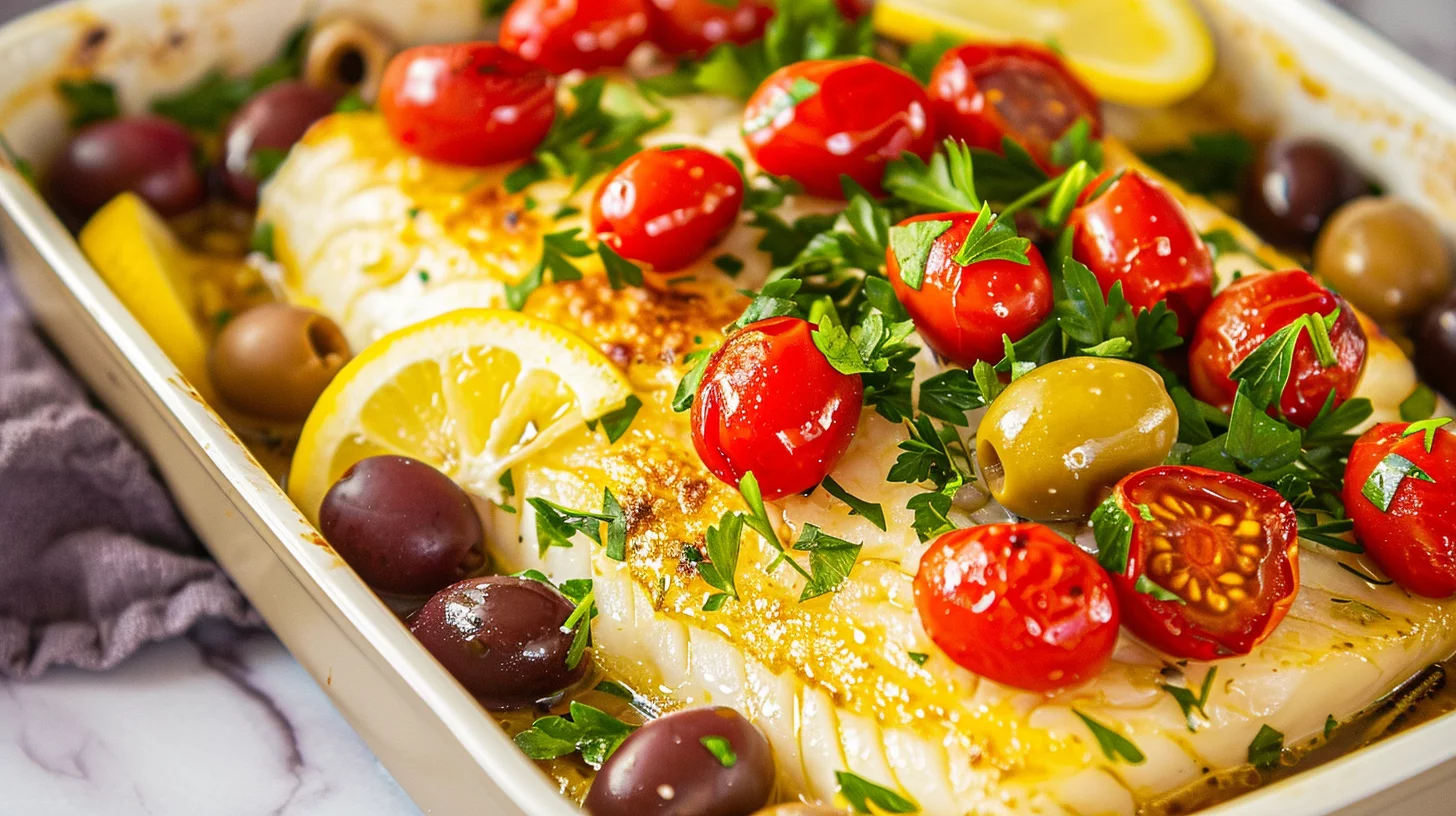 Mediterranean Baked Cod With Olives