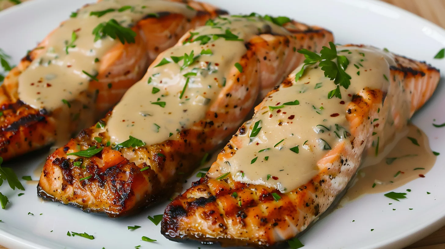 Must Try Cajun Salmon With Creamy Garlic Sauce