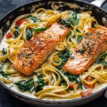 One Skillet Creamy Tuscan Salmon Pasta