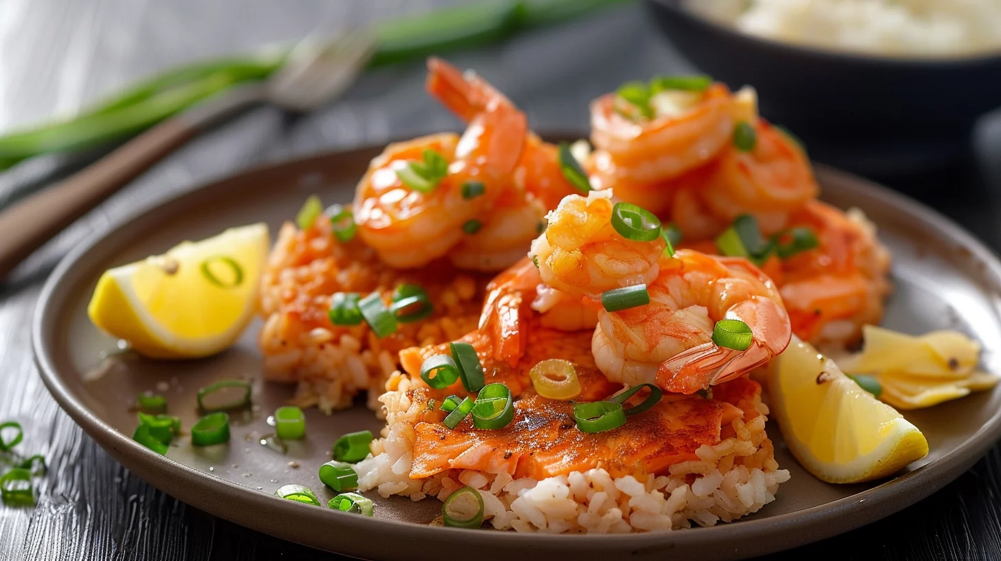 Salmon and Shrimp Crispy Rice