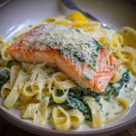 Salmon Pasta With Spinach Cream