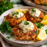Salmon Patties With Creamy Lemon Garlic Sauce