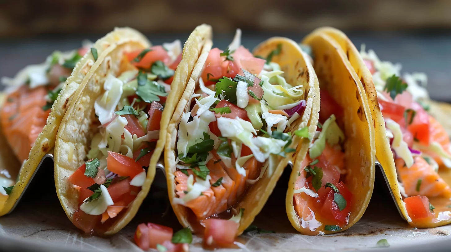 Salmon Skin Tacos With Slaw