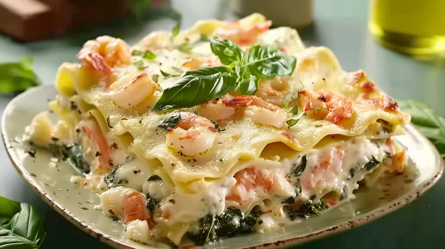 Seafood Lasagna With Spinach