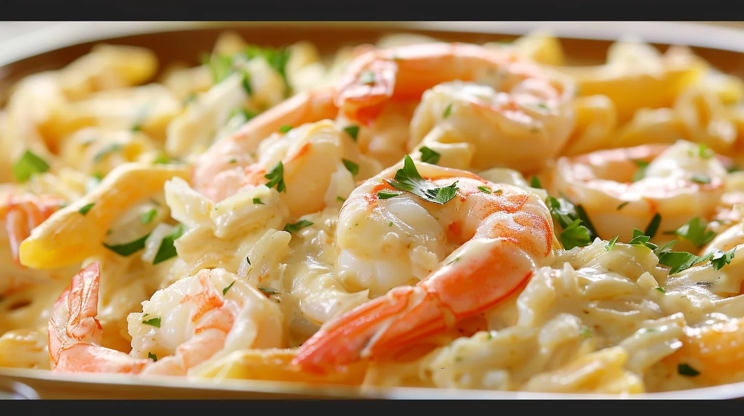 Shrimp and Crab Alfredo Pasta Bake