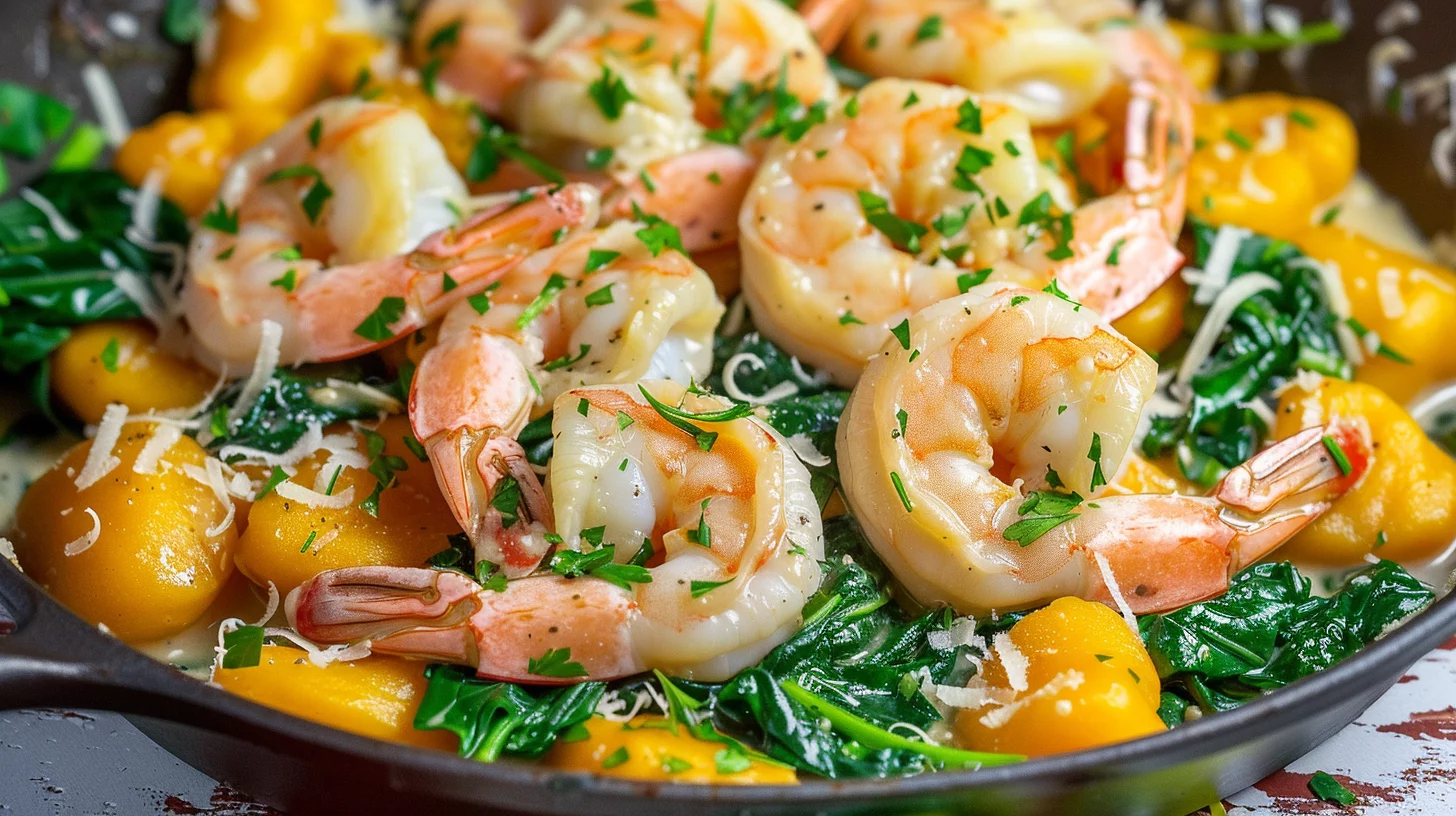 Shrimp And Pumpkin Gnocchi Skillet