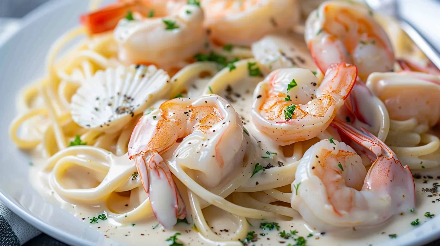 Shrimp and Scallop Alfredo Pasta
