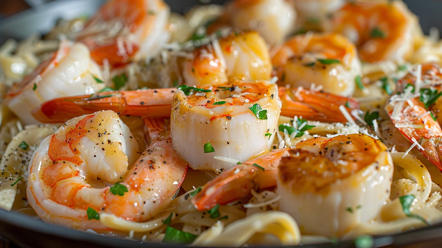Shrimp and Scallop Pasta With Garlic Butter