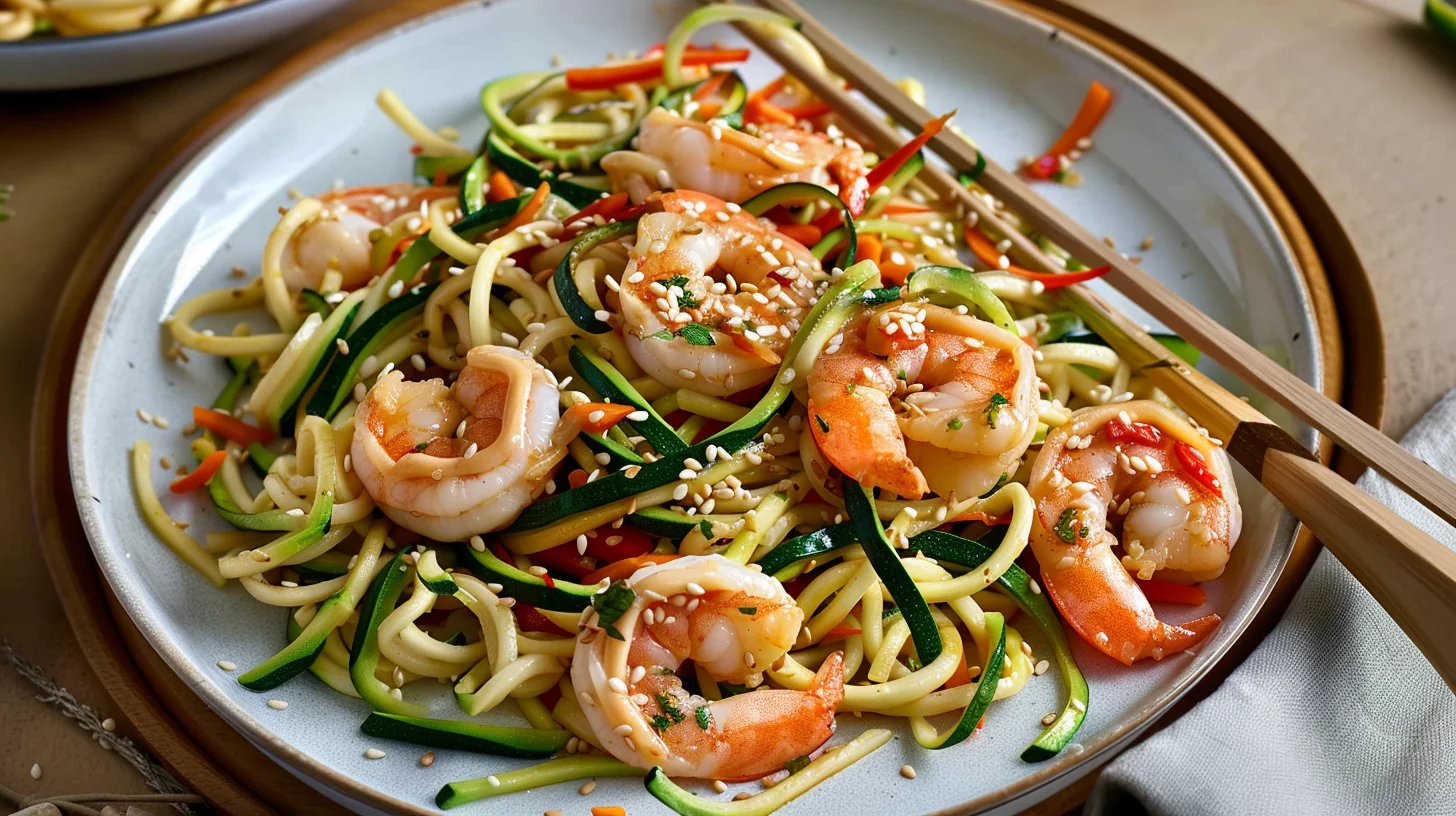 Shrimp and Zucchini Noodle Stir Fry