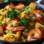 Shrimp Cornbread Dressing Skillet