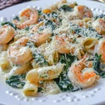 Shrimp Pasta With Spinach and Cream Sauce
