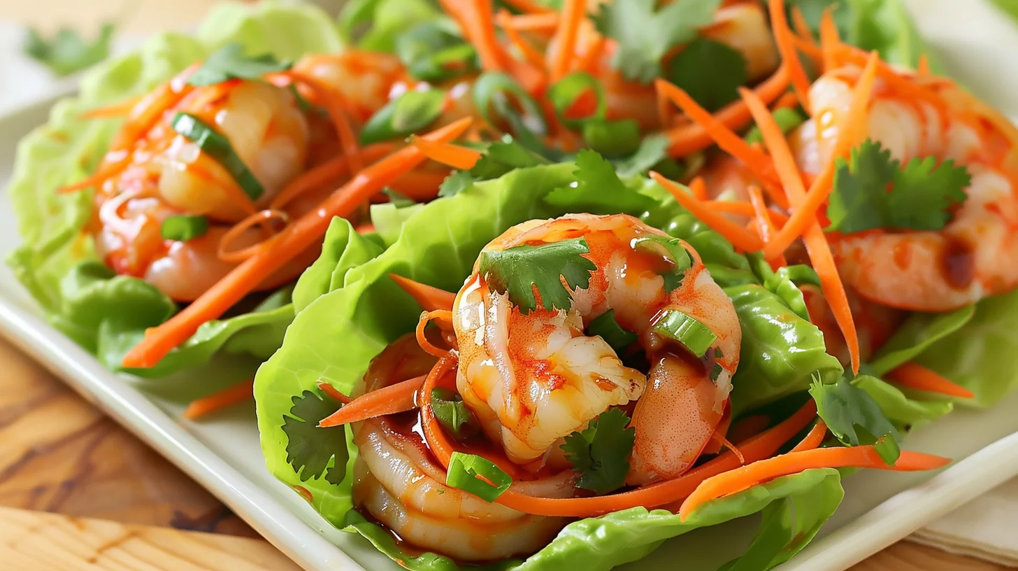 Sweet Chili Glazed Shrimp Lettuce Wraps