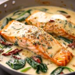 Tuscan Salmon With Parmesan Cream Sauce