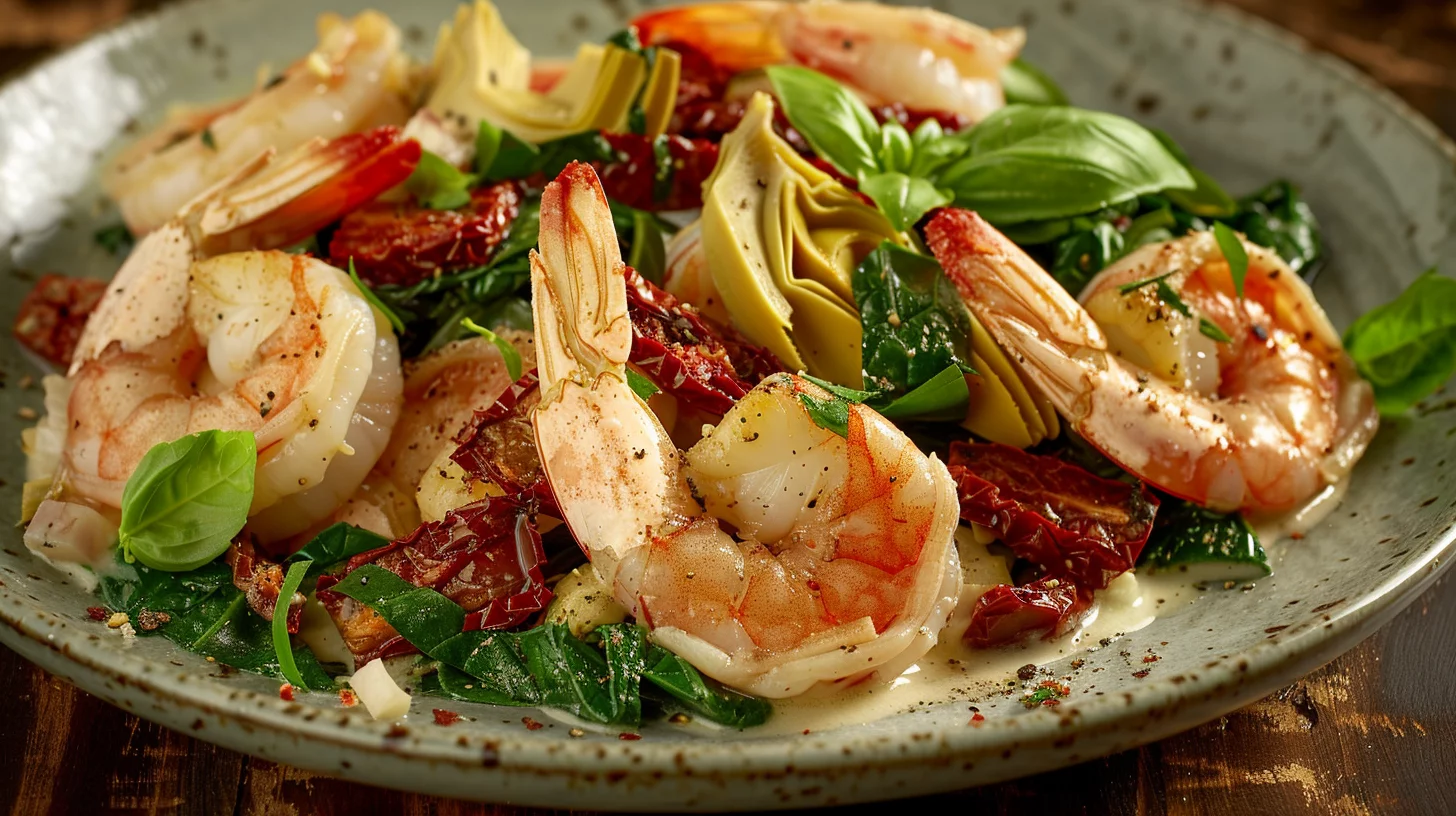 Tuscan Shrimps With Spinach Artichokes Sun Dried Tomatoes
