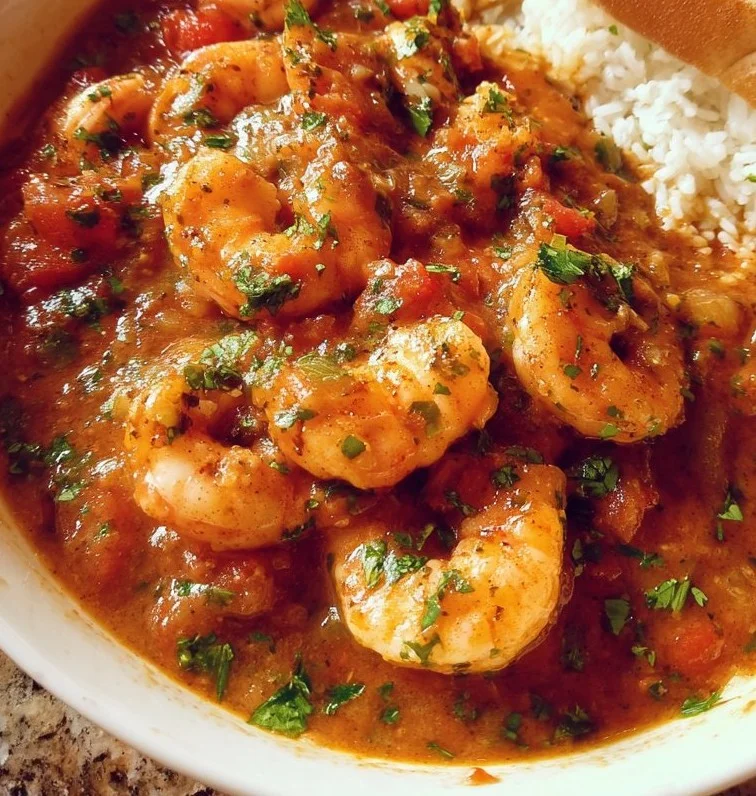 Delicious shrimp creole served in a bowl with vibrant colors and spices.