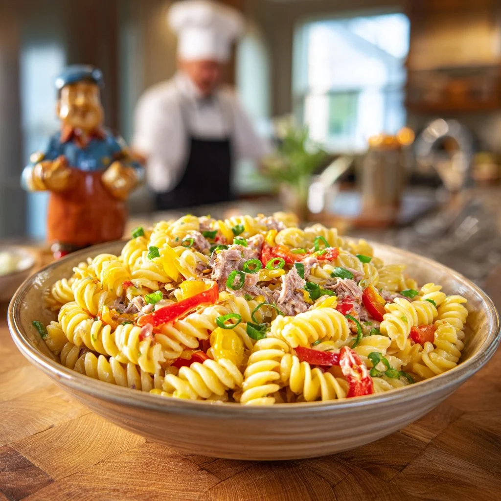 Delicious Cajun Crab Pasta Salad with fresh ingredients and vibrant colors