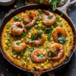 Cajun Shrimp Pumpkin Cornbread Skillet