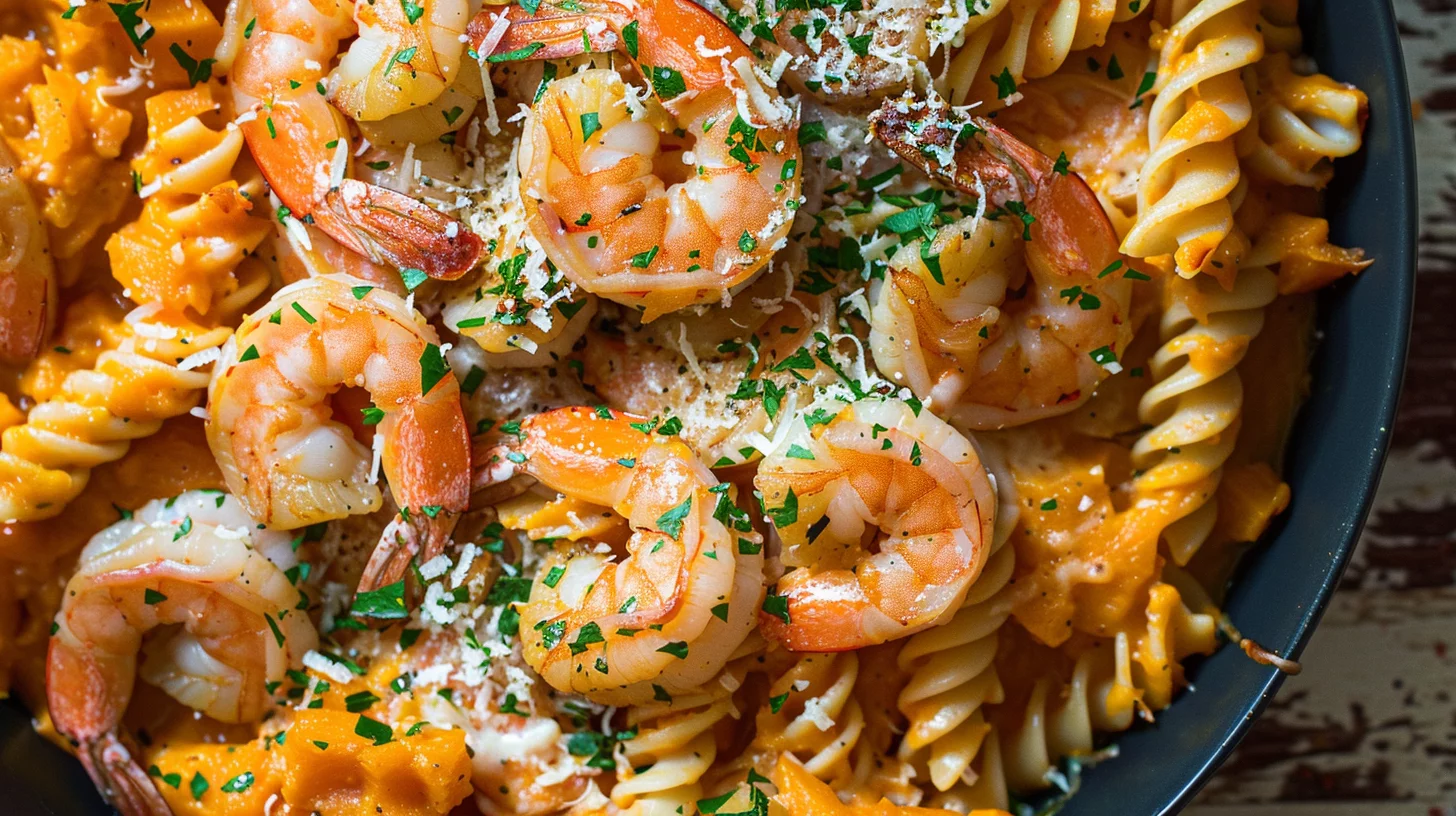 Cajun Shrimp Pumpkin Pasta Bake